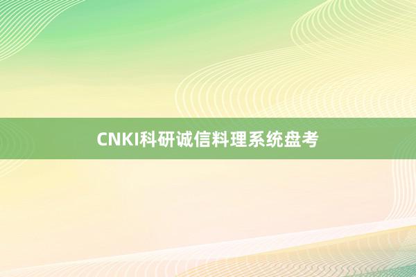 CNKI科研诚信料理系统盘考